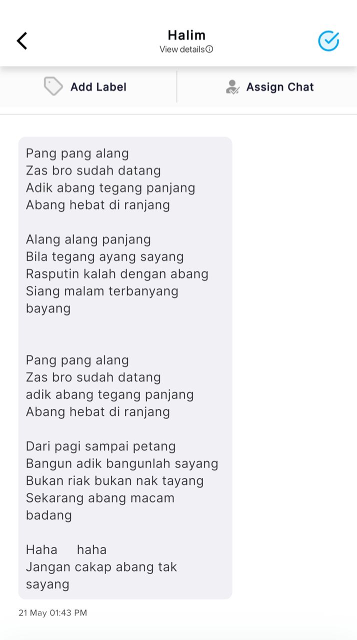 Testimoni WhatsApp Halim