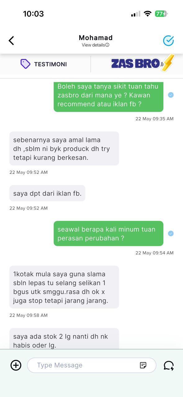 Testimoni WhatsApp Mohamad