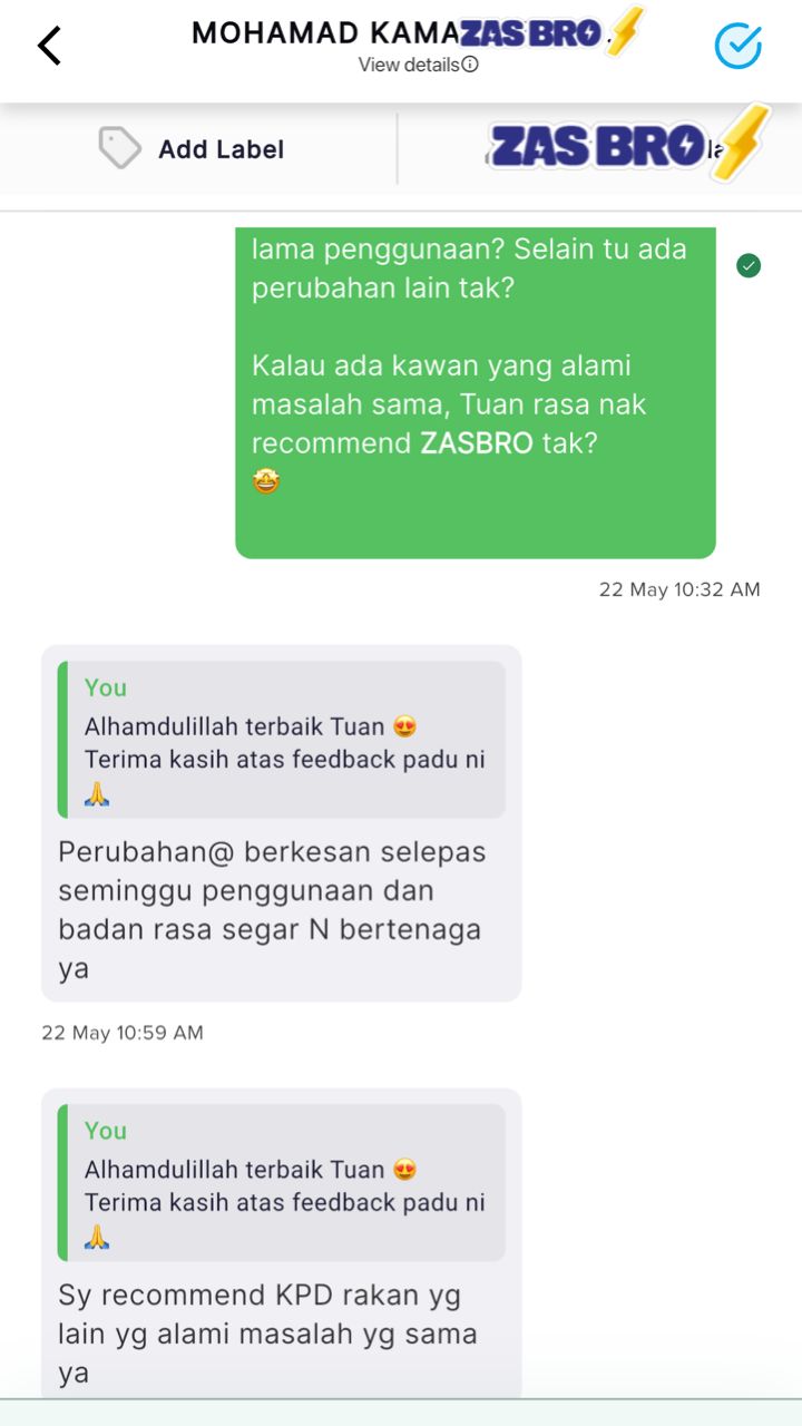 Testimoni WhatsApp Mohamad Kamal